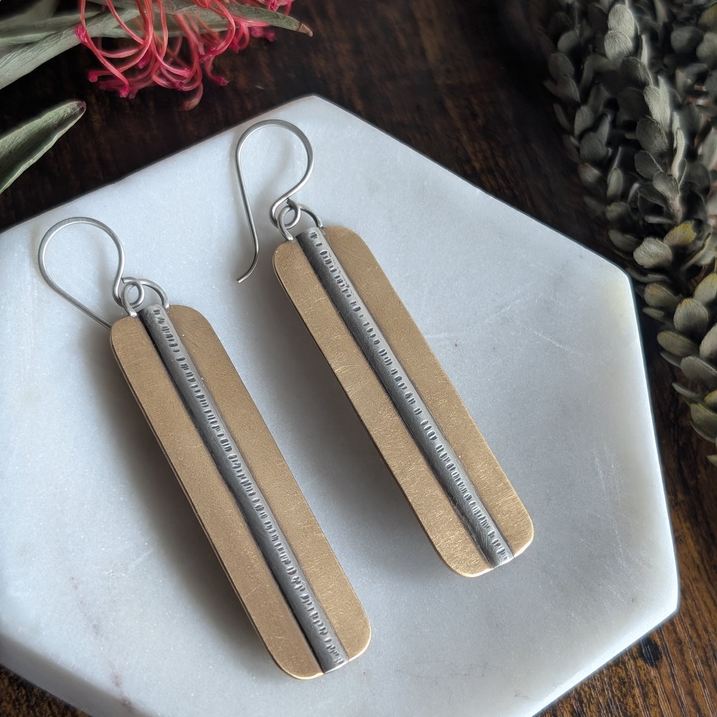 Brass + Sterling Silver Statement Earrings