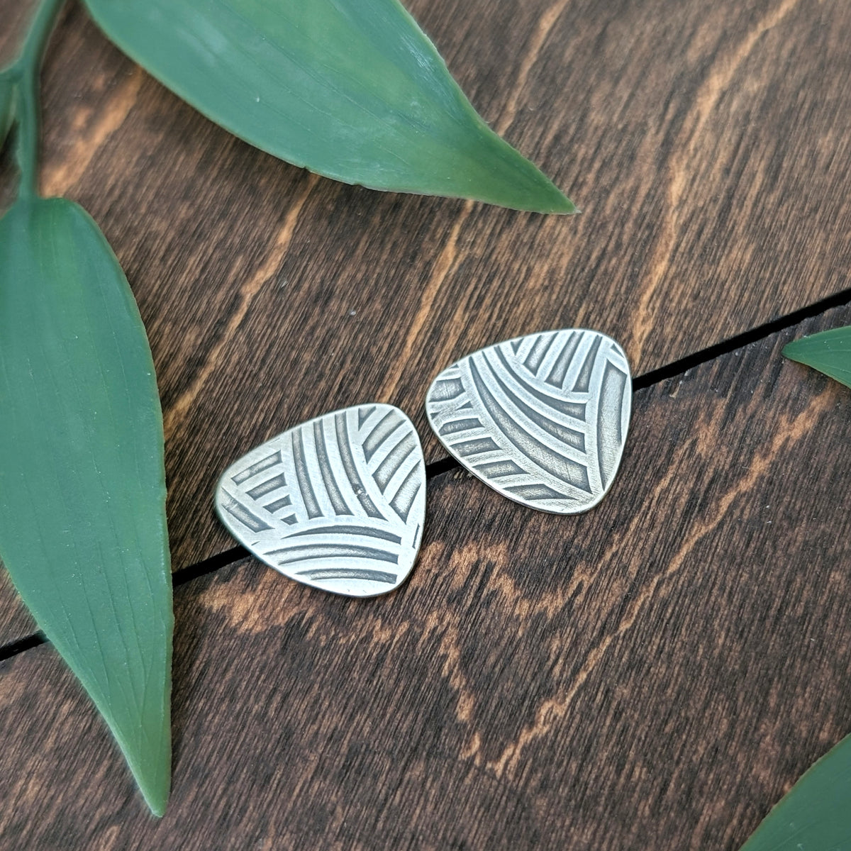 Textured Sterling Silver Stud Earrings