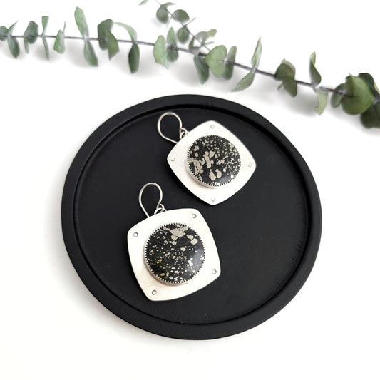 Pyrite in Slate Statement Earrings