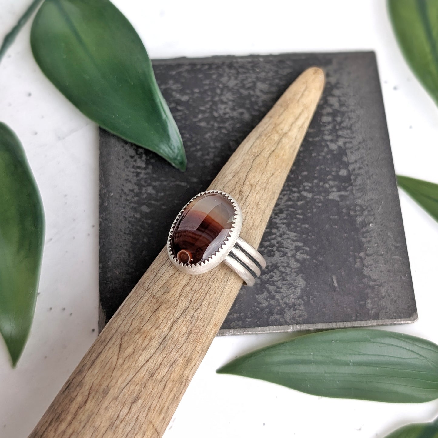 Lake Superior Agate + Sterling Silver : Size 10