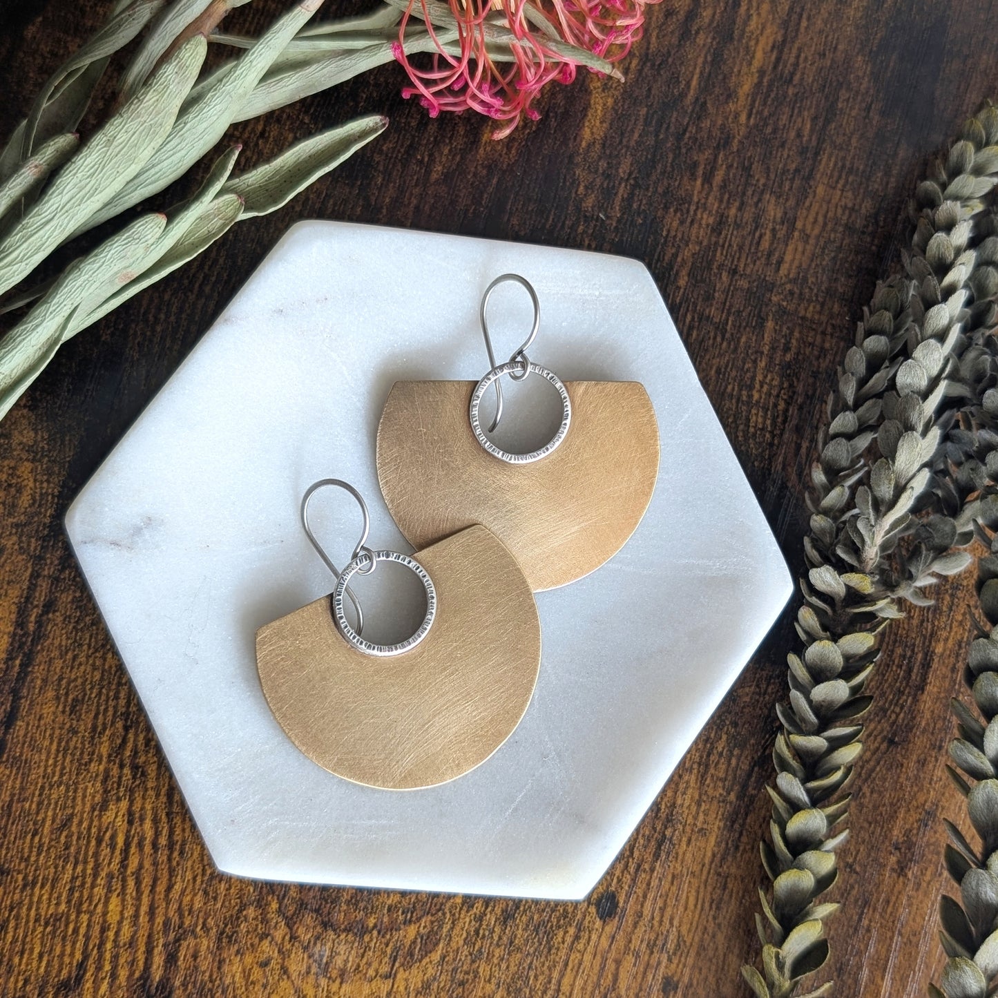 Brass + Sterling Silver Statement Earrings