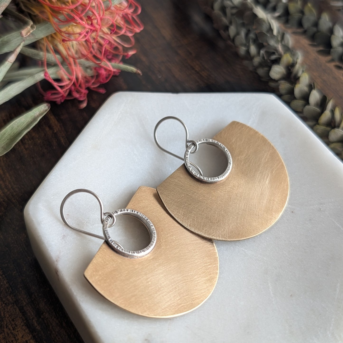 Brass + Sterling Silver Statement Earrings