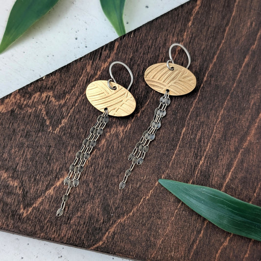 Textured Mixed Metal Dangle Earrings