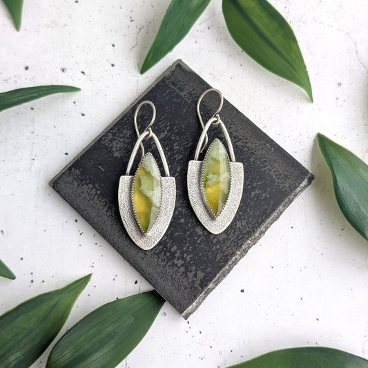Vesuvianite Textured Statement Earrings