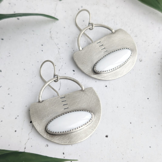 White Jade Statement Earrings