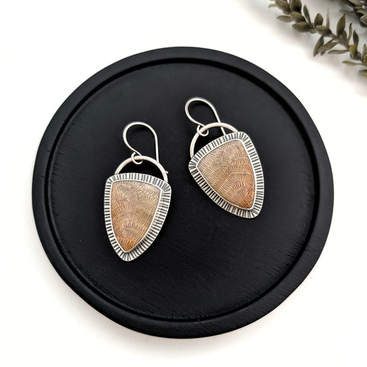 Fossilized Coral Statement Earrings