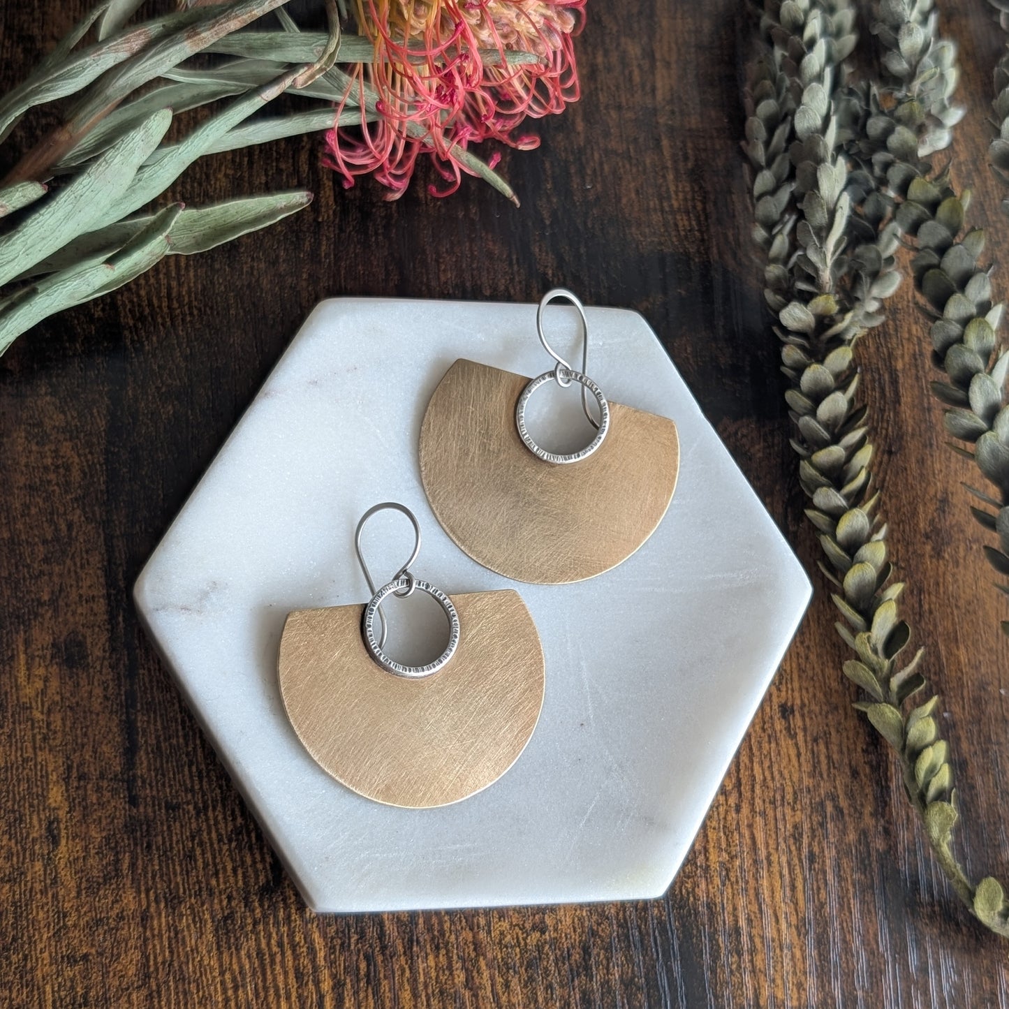 Brass + Sterling Silver Statement Earrings