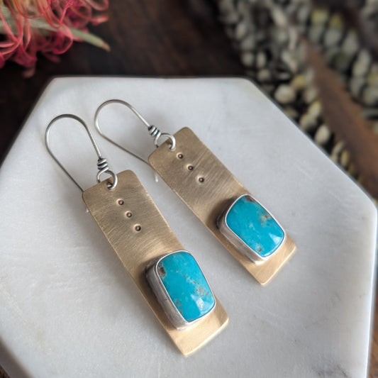Kingman Turquoise + Brass + Sterling Silver