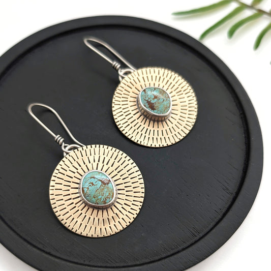 Royston Turquoise Mixed Metal Statement Earrings