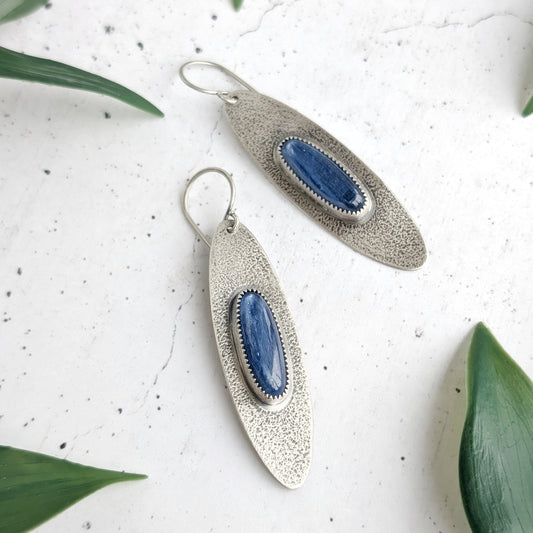 Kyanite Textured Statement Earrings