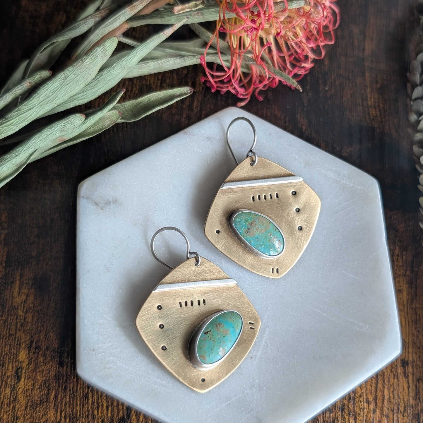 Asymmetry Earrings : Kingman Turquoise