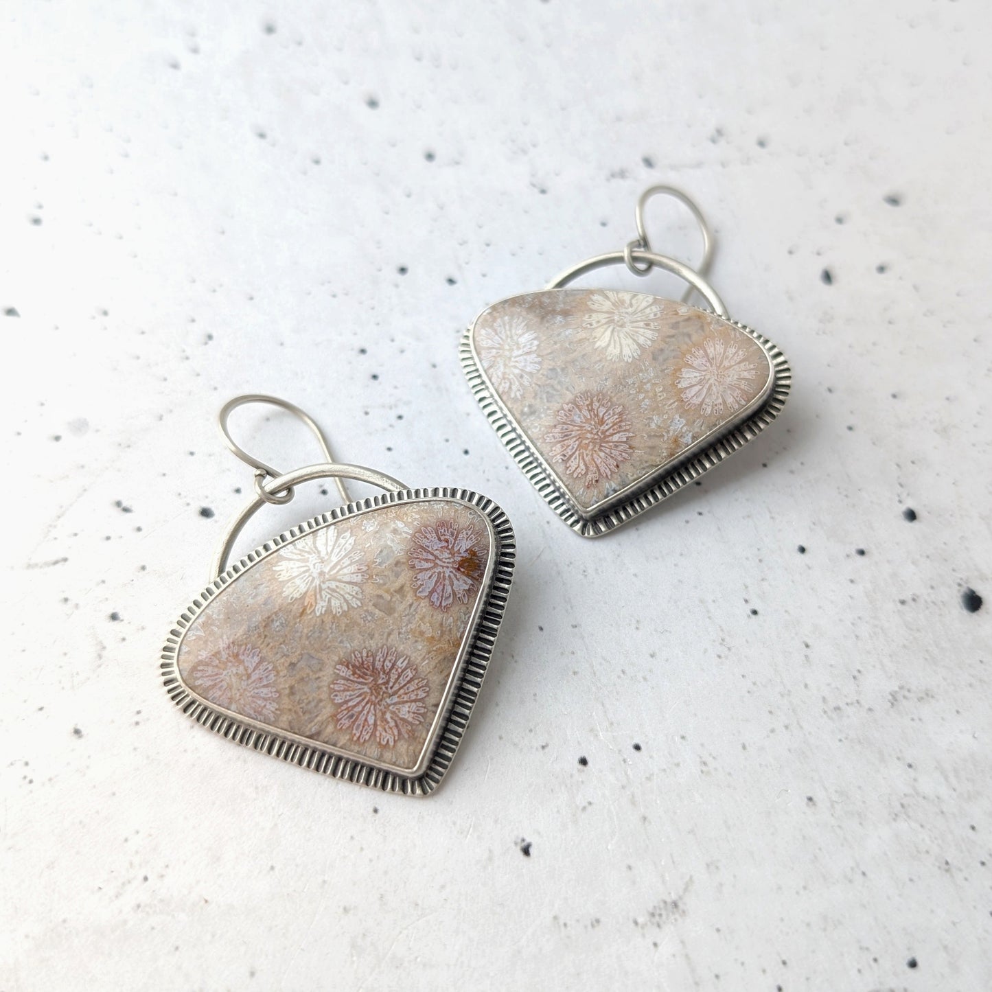 Fossilized Coral Statement Earrings