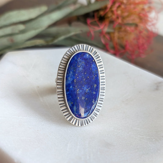Lapis Lazuli + Sterling Silver : Size 9.75