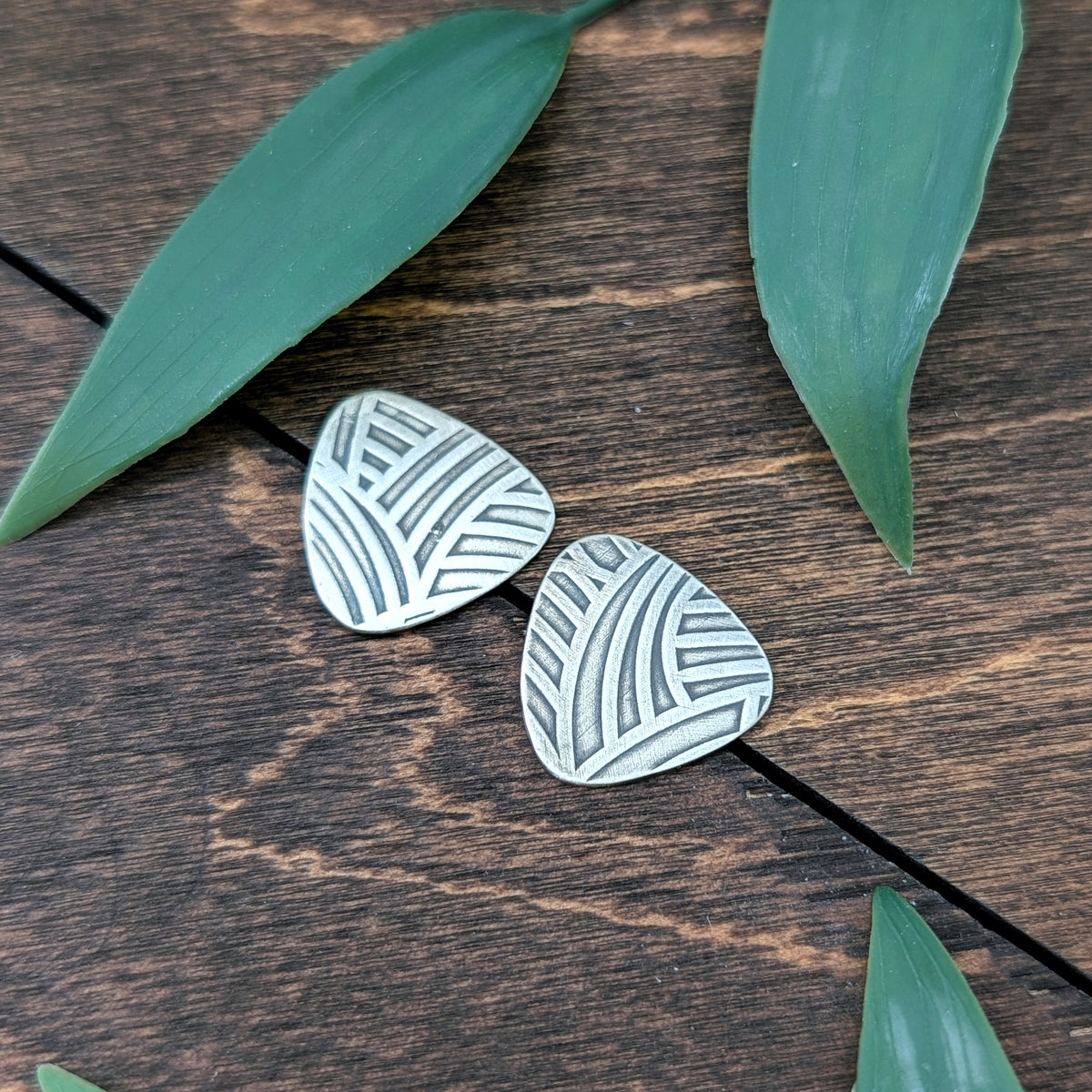 Textured Sterling Silver Stud Earrings