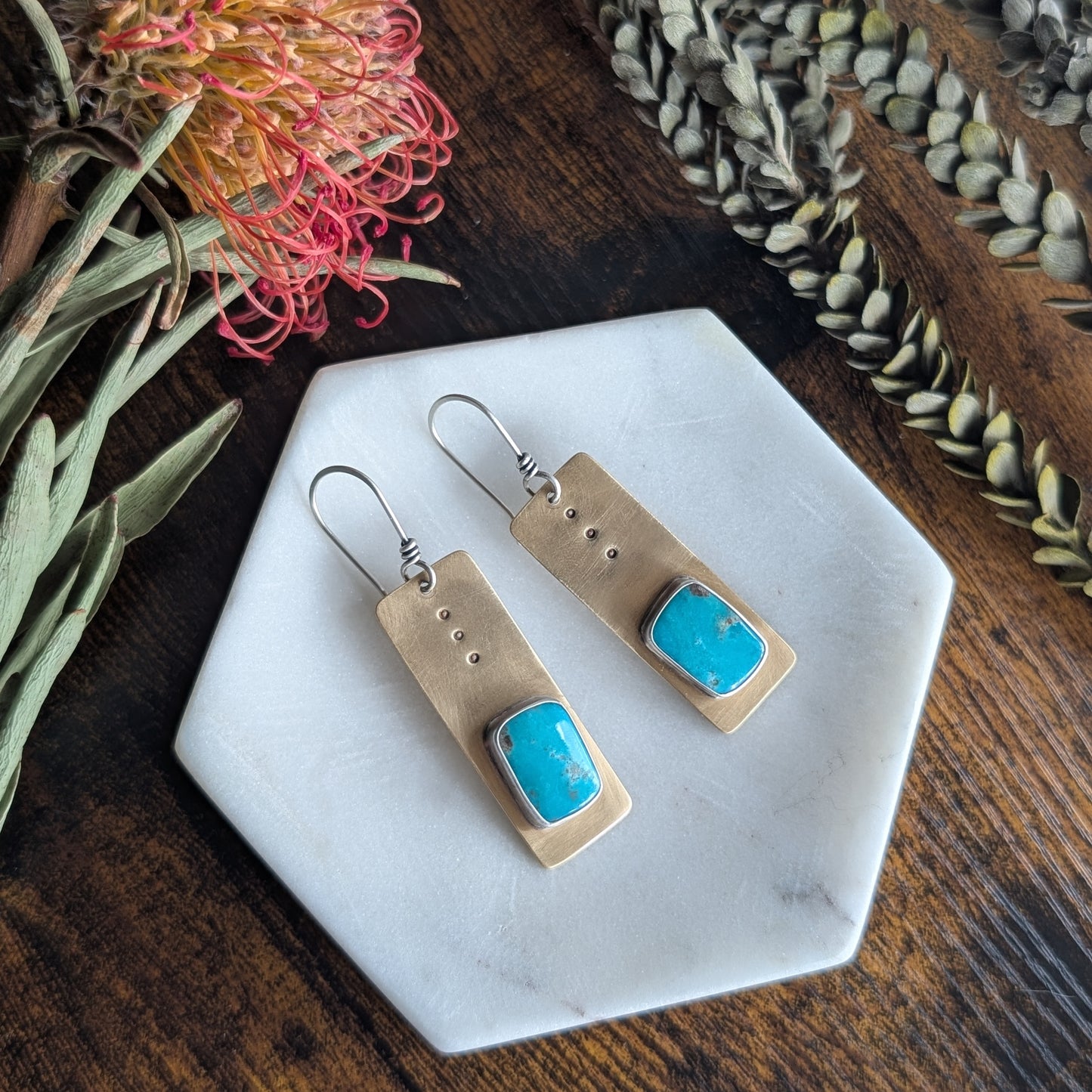 Kingman Turquoise + Brass + Sterling Silver