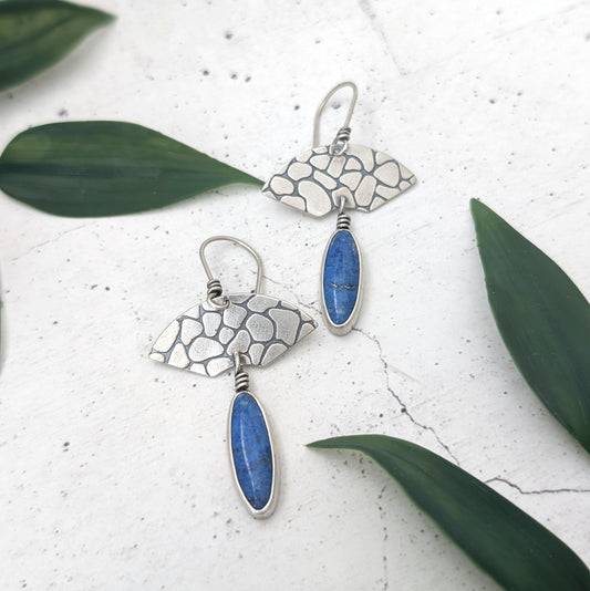 Textured Lapis Lazuli Statement Earrings