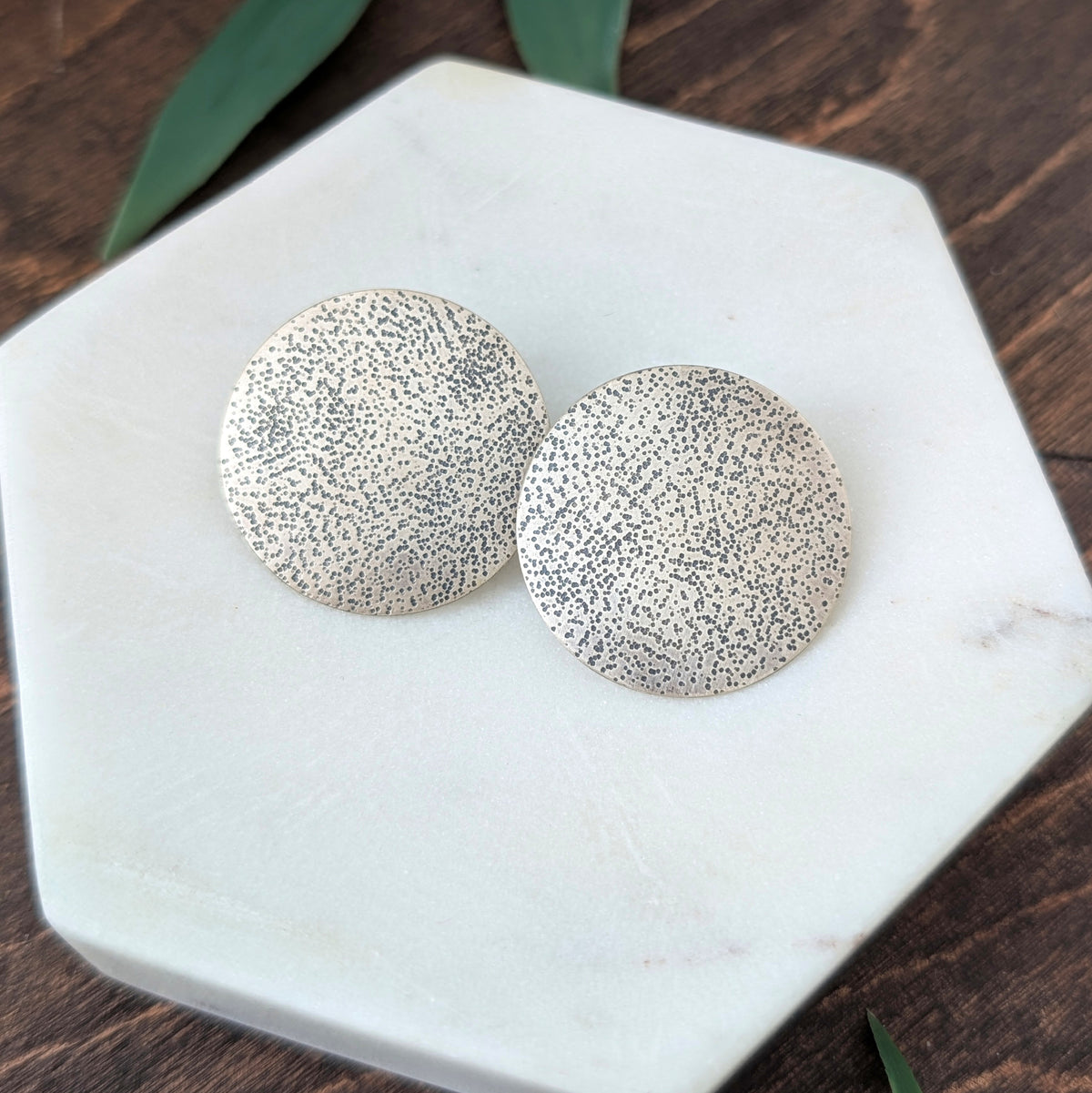 Textured Statement Circle Stud Earrings