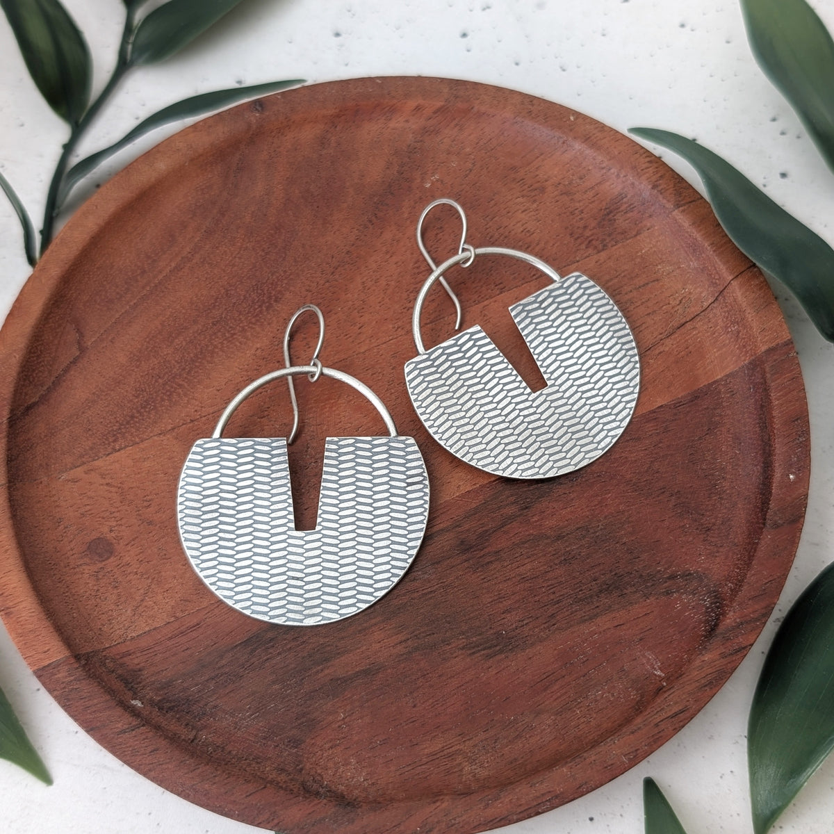 Textured Sterling Silver Statement Earrings