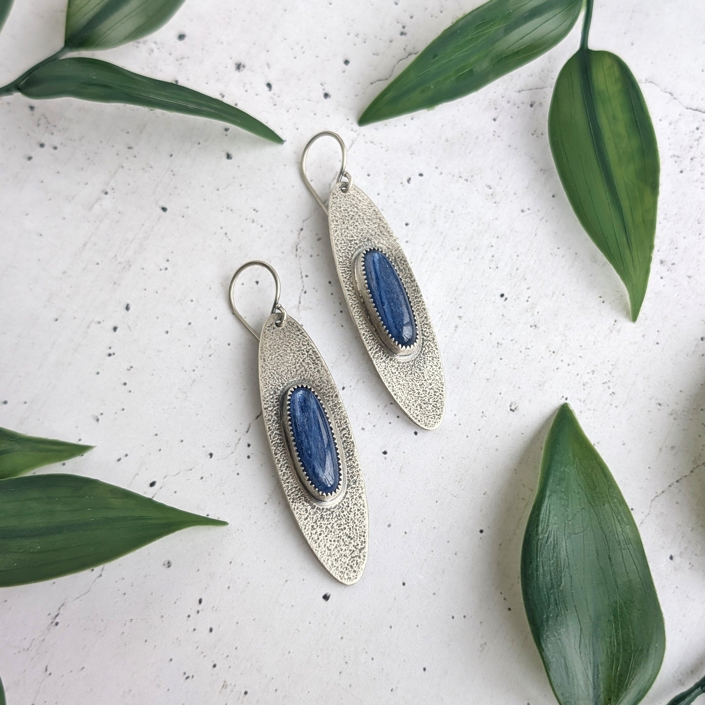 Kyanite Textured Statement Earrings