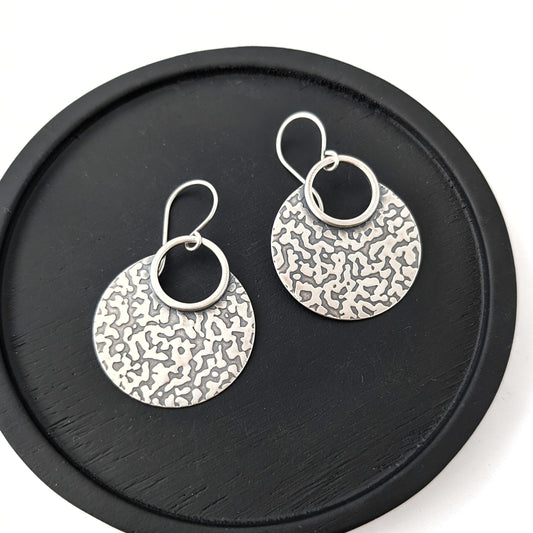 Textured Circle Dangle Earrings