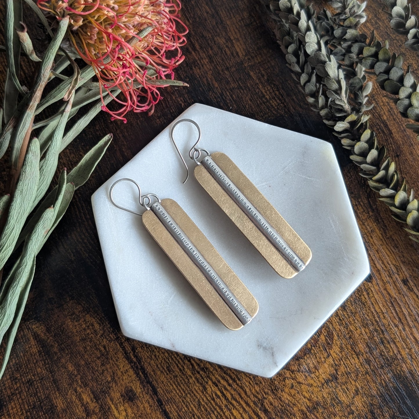 Brass + Sterling Silver Statement Earrings