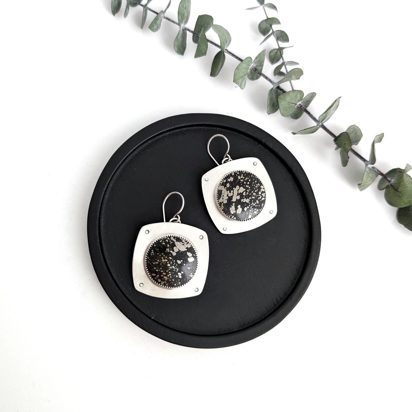 Pyrite in Slate Statement Earrings