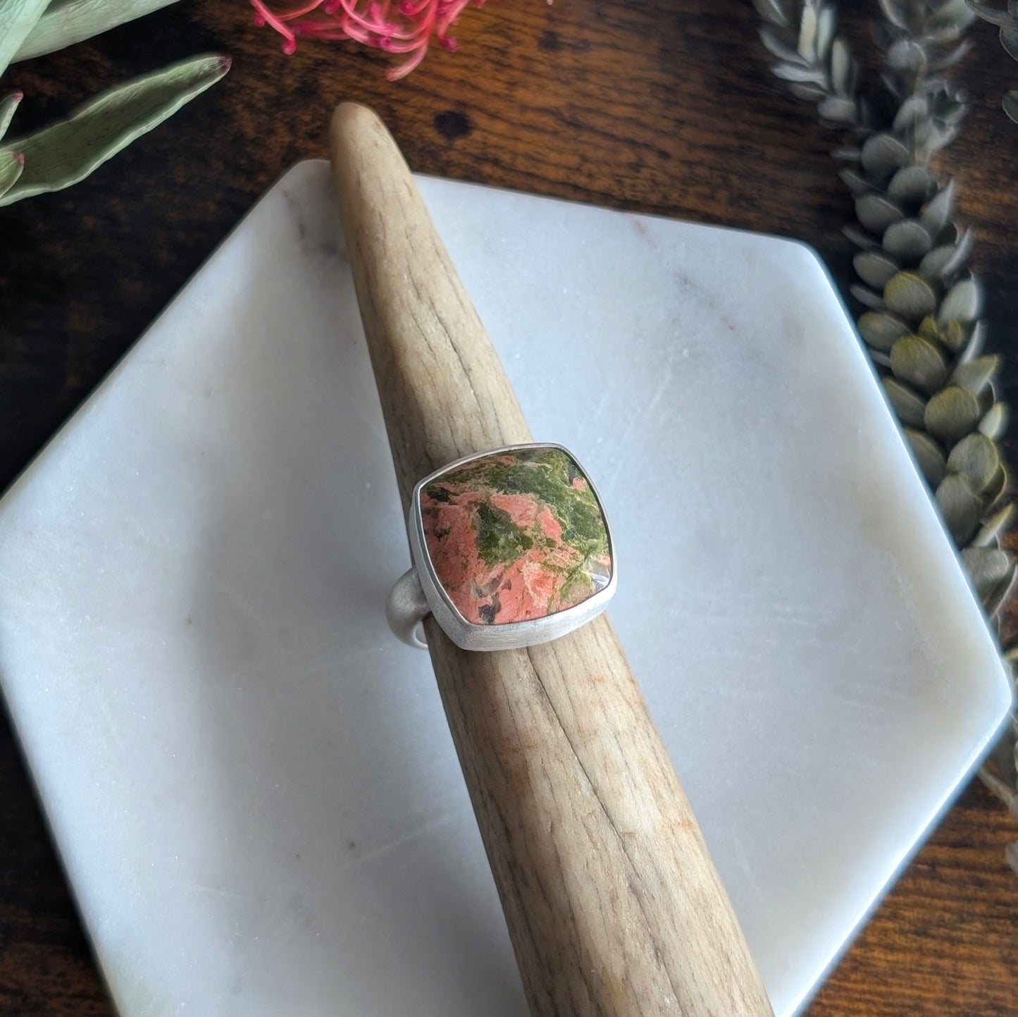 Unakite + Sterling Silver : Size 9.75