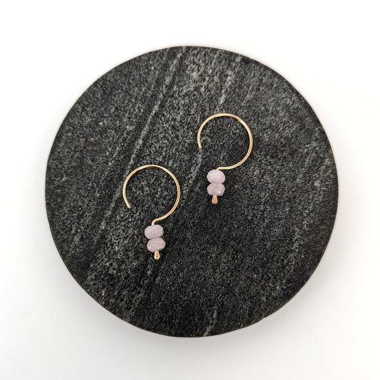 Hook Earrings : Rose Quartz : Made to Order