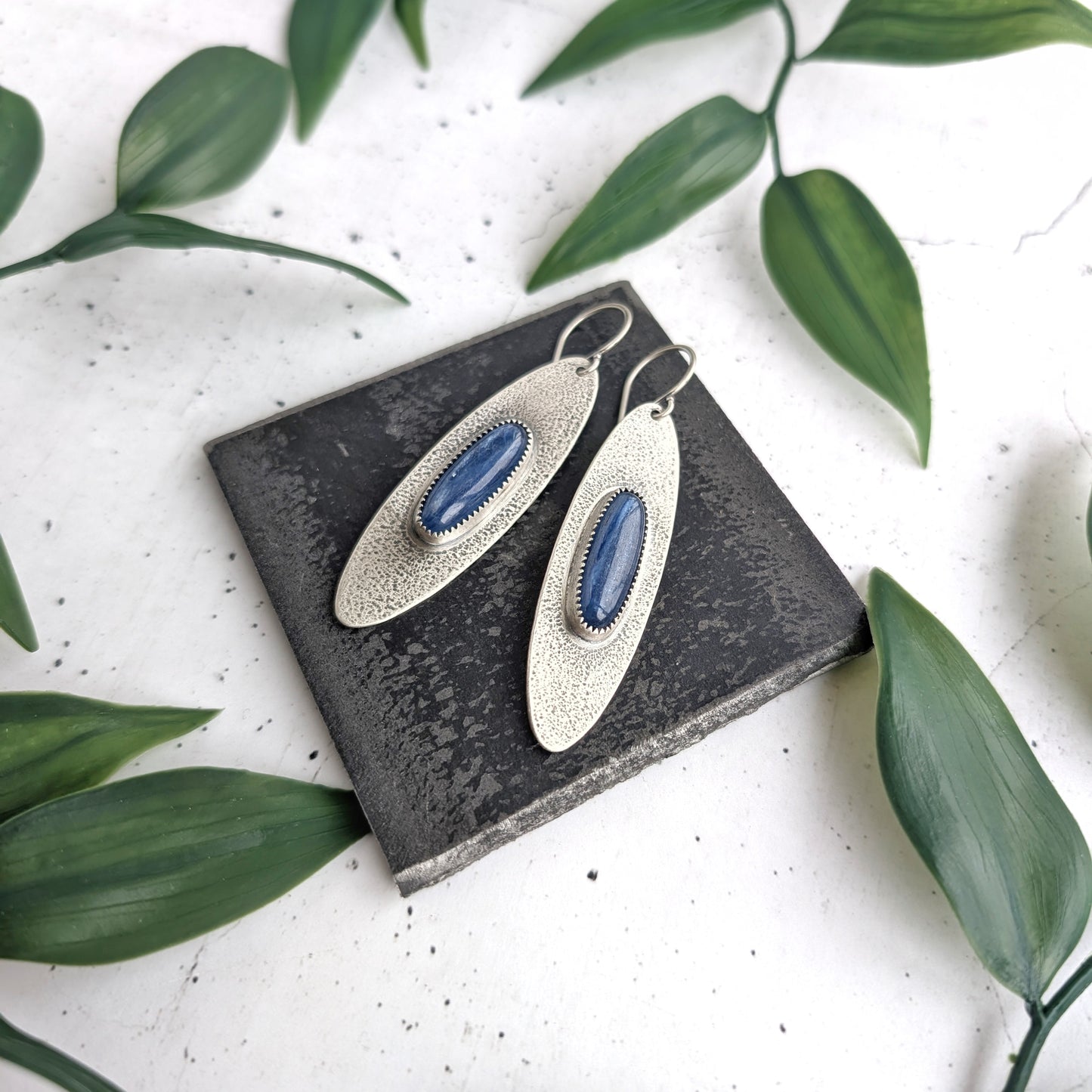 Kyanite Textured Statement Earrings