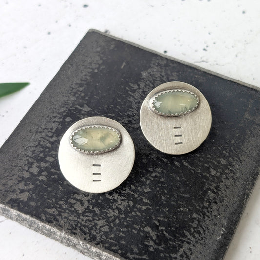 Prehnite Disc Studs