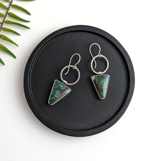 Parrot Wing Chrysocolla Statement Earrings