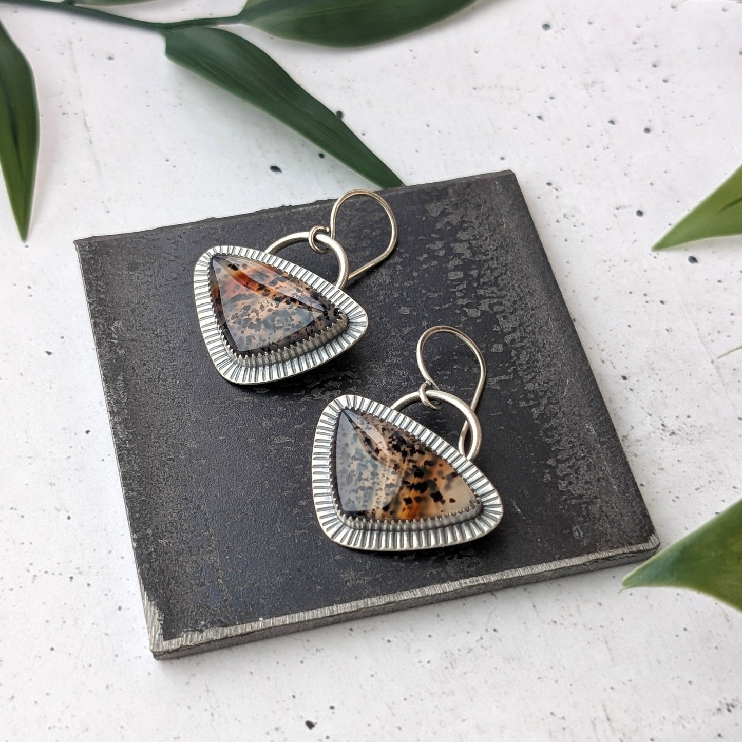 Montana Agate Statement Dangle Earrings