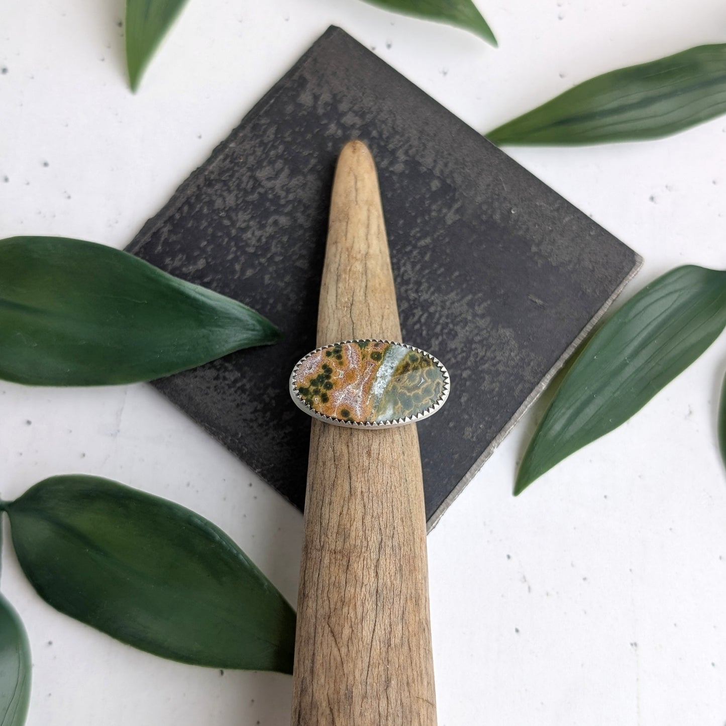 Ocean Jasper + Sterling Silver : Size 7.5