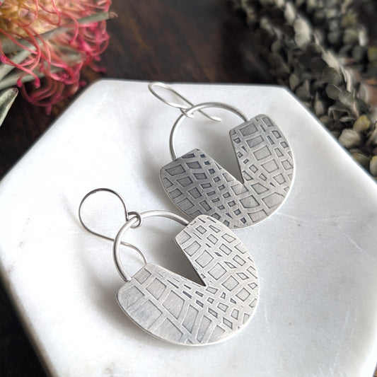 Textured Sterling Silver Statement Earrings