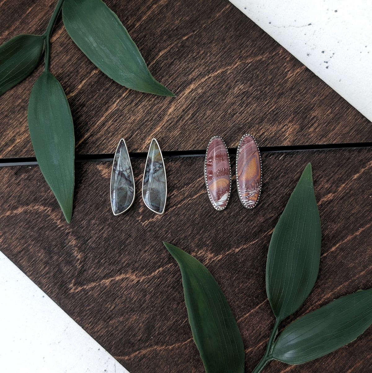 Polychrome Jasper Stud Earrings