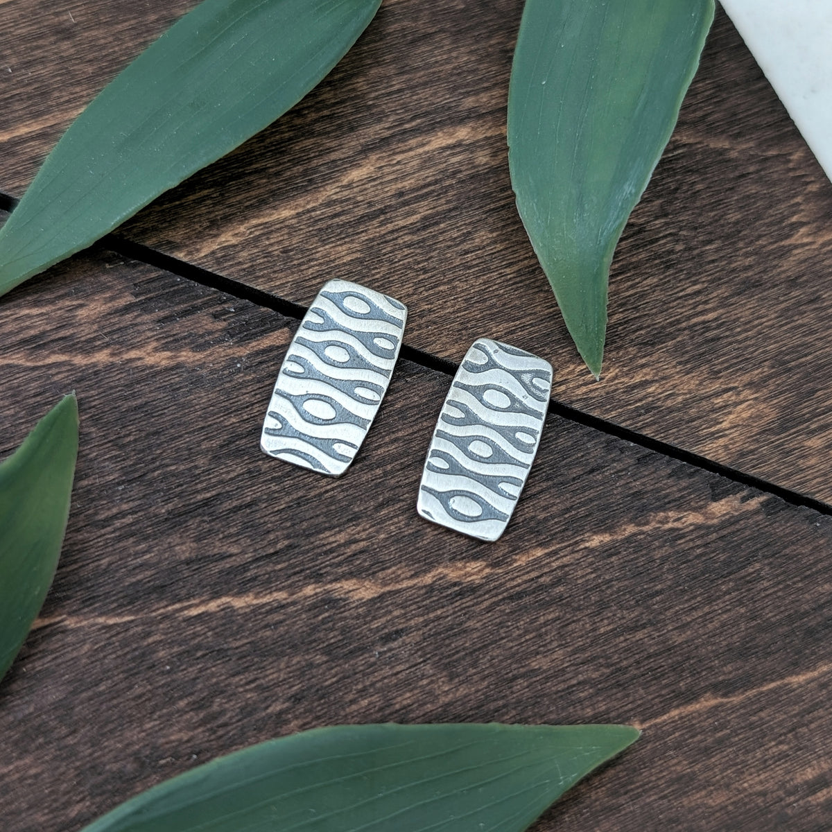 Textured Sterling Silver Stud Earrings