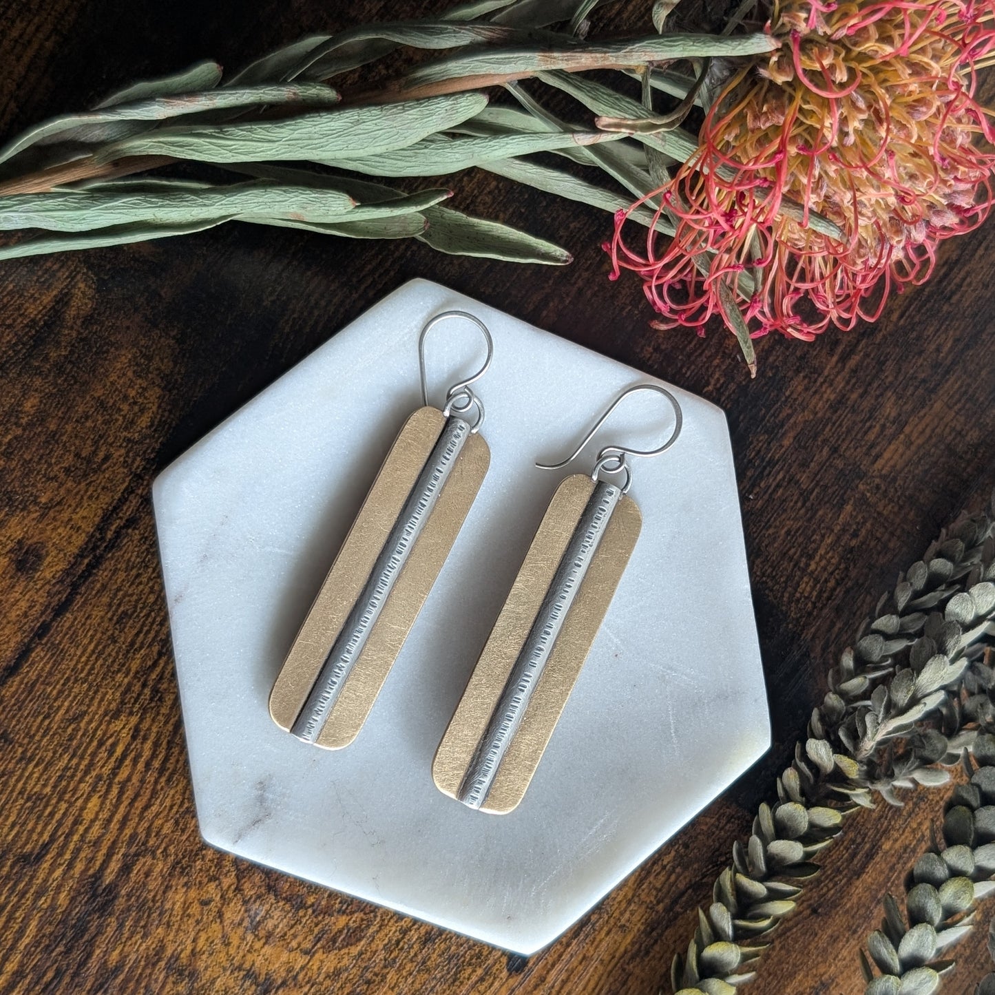 Brass + Sterling Silver Statement Earrings