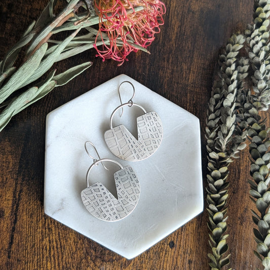 Textured Sterling Silver Statement Earrings