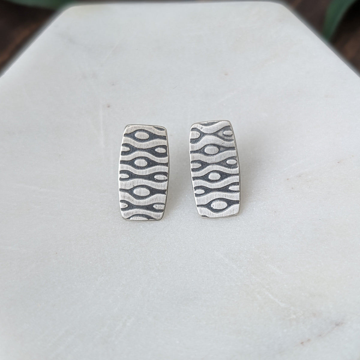 Textured Sterling Silver Stud Earrings