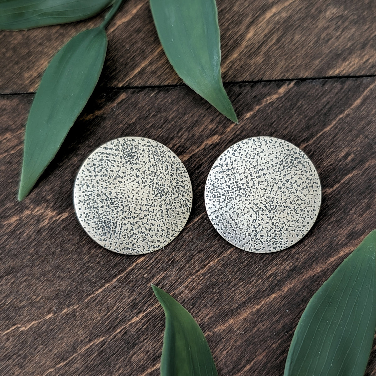 Textured Statement Circle Stud Earrings
