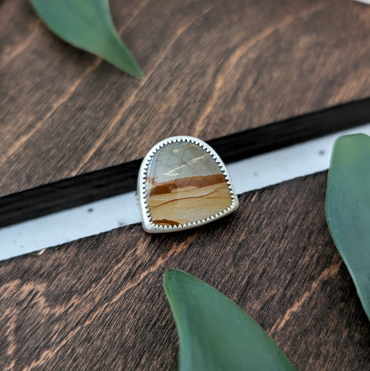 Cripple Creek Picture Jasper + Sterling Silver : Size 6.25