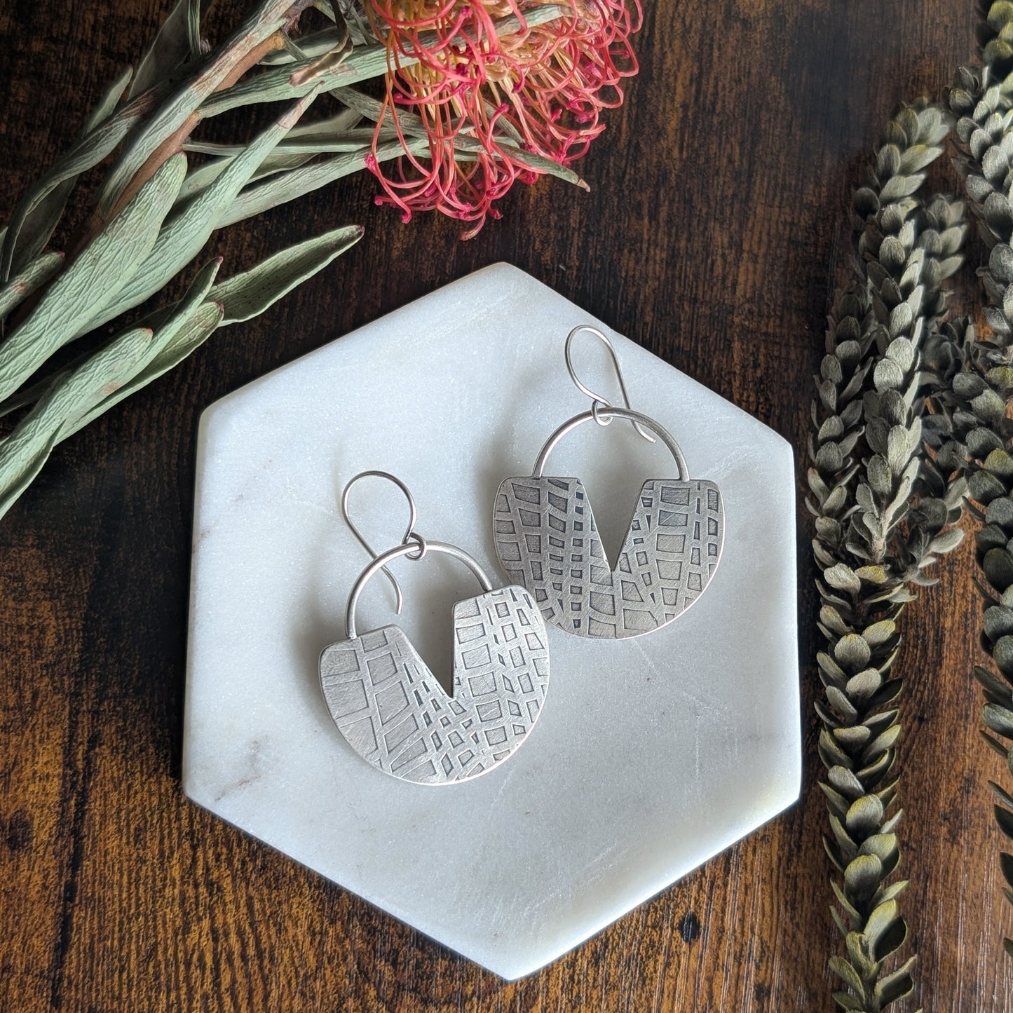 Textured Sterling Silver Statement Earrings