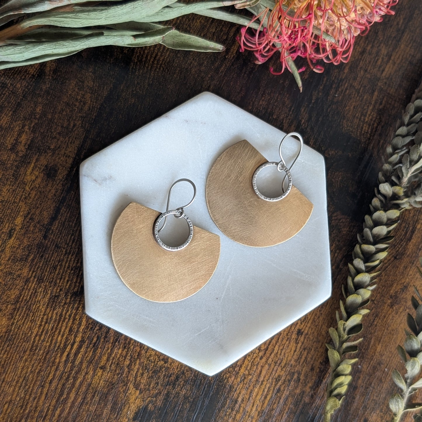 Brass + Sterling Silver Statement Earrings