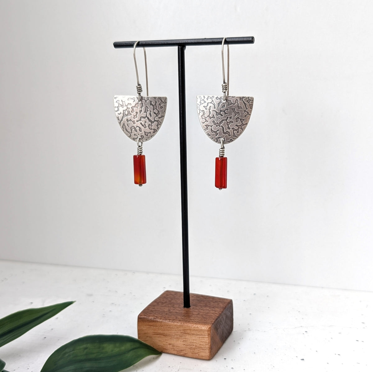 Textured Carnelian Statement Earrings