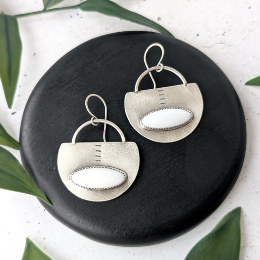 White Jade Statement Earrings