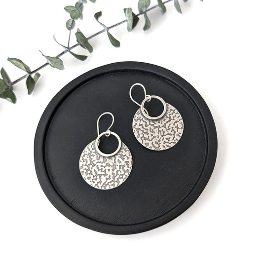 Textured Circle Dangle Earrings