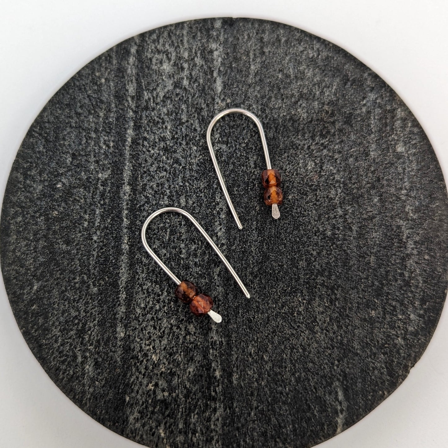 Open Hoops : Hessonite Garnet : Made to Order