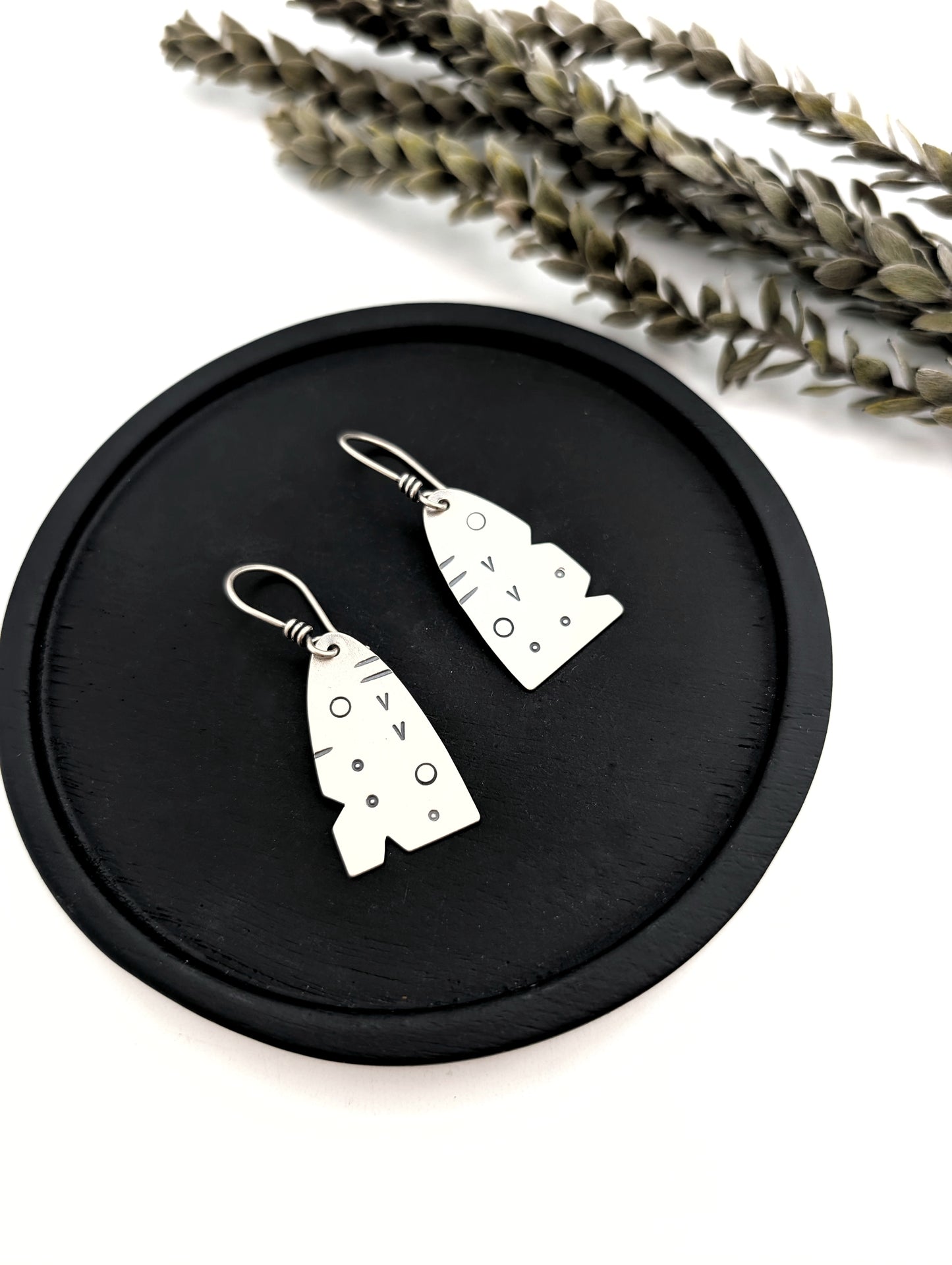 Mismatch Stamped Dangle Earrings