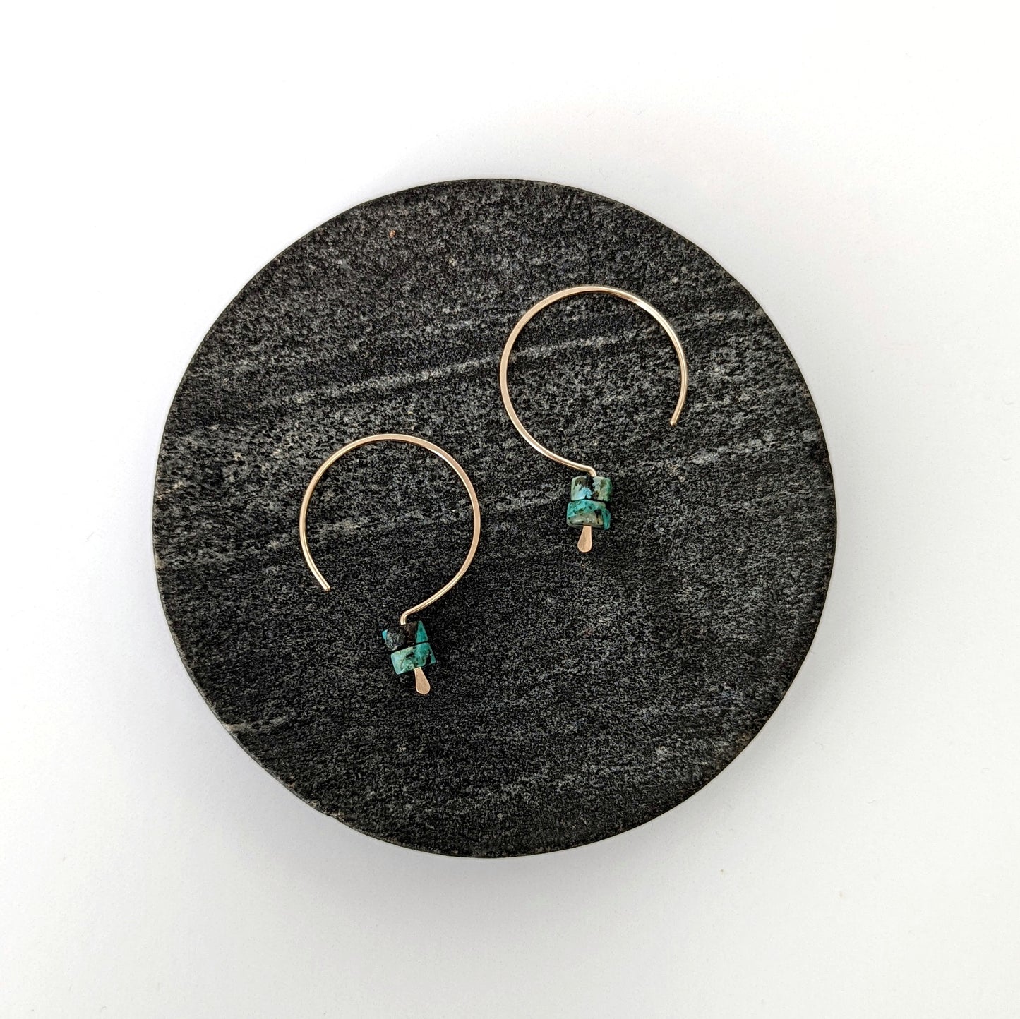African Turquoise Hook Earrings