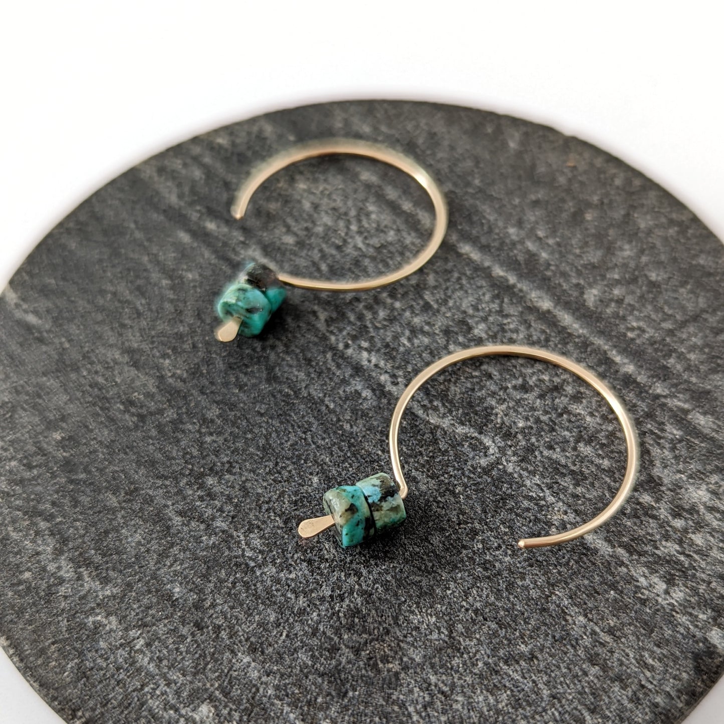 African Turquoise Hook Earrings